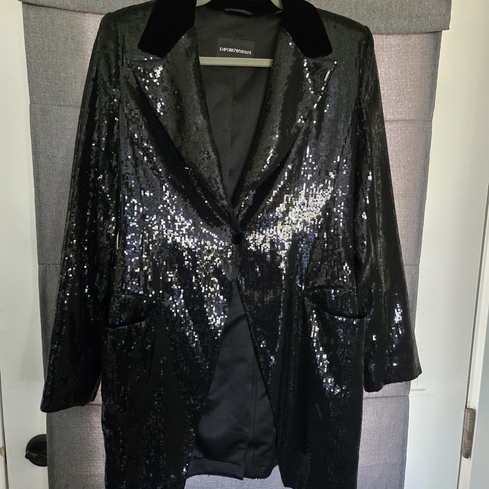 Emporio Armani Black Sequin Women's Jacket Size 44 US 8 Worn Once